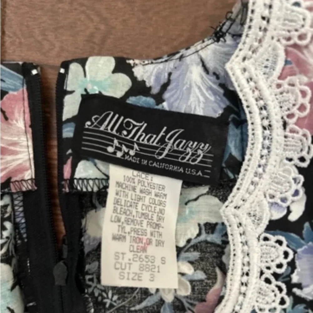 Black Floral Lace-Trim Fit & Flare Dress